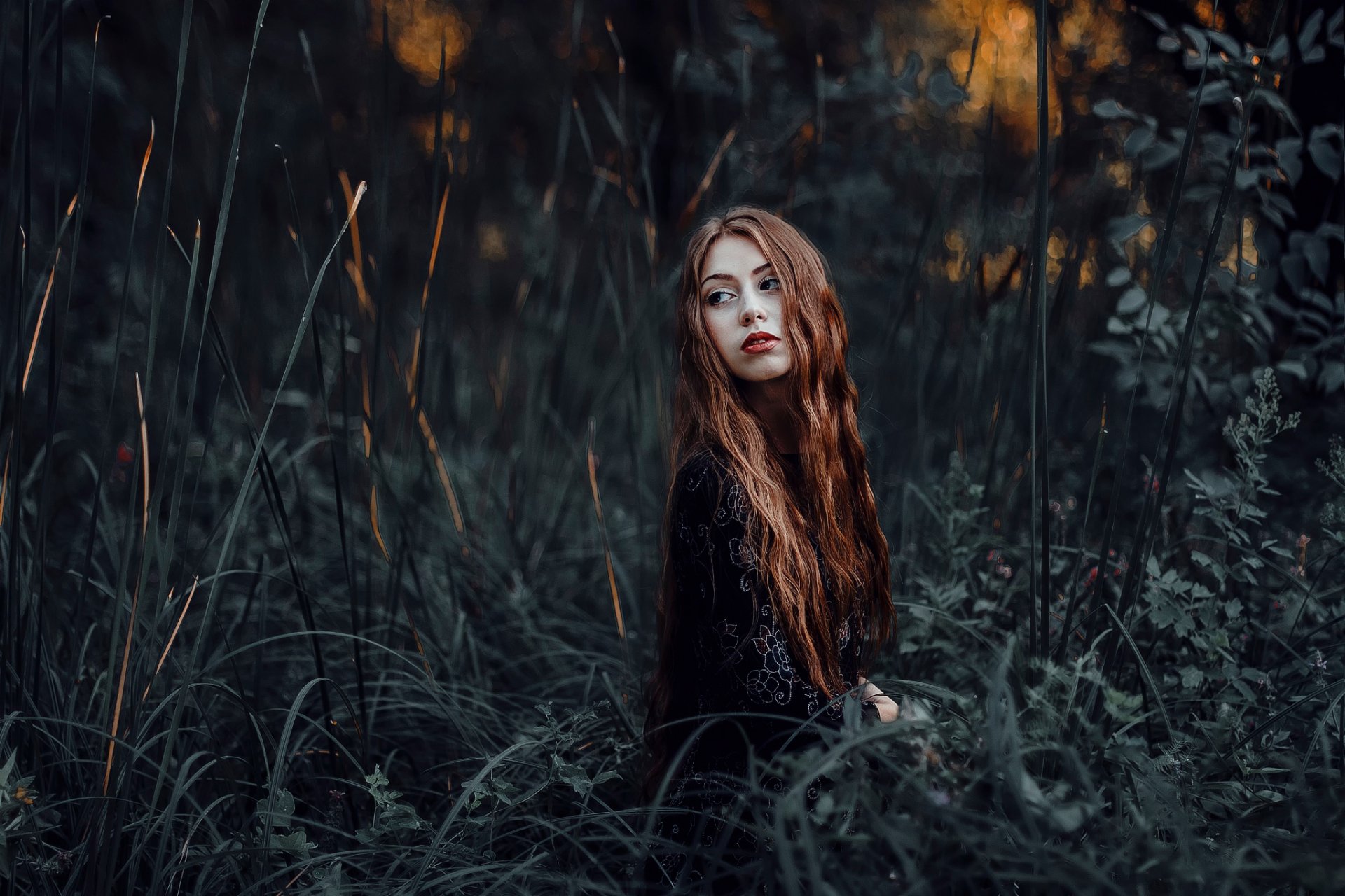 lena red hair portrait nature