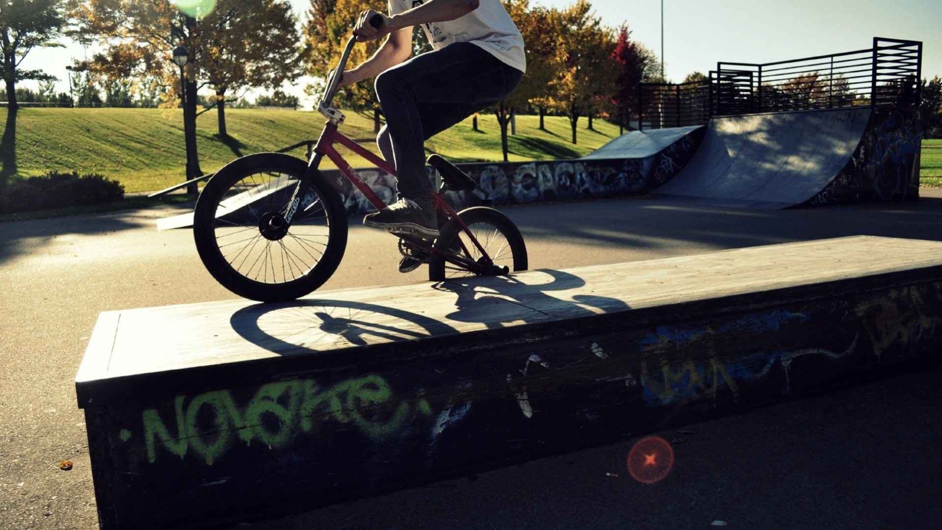 bicicleta nieve abajo parque de skate hombre deporte