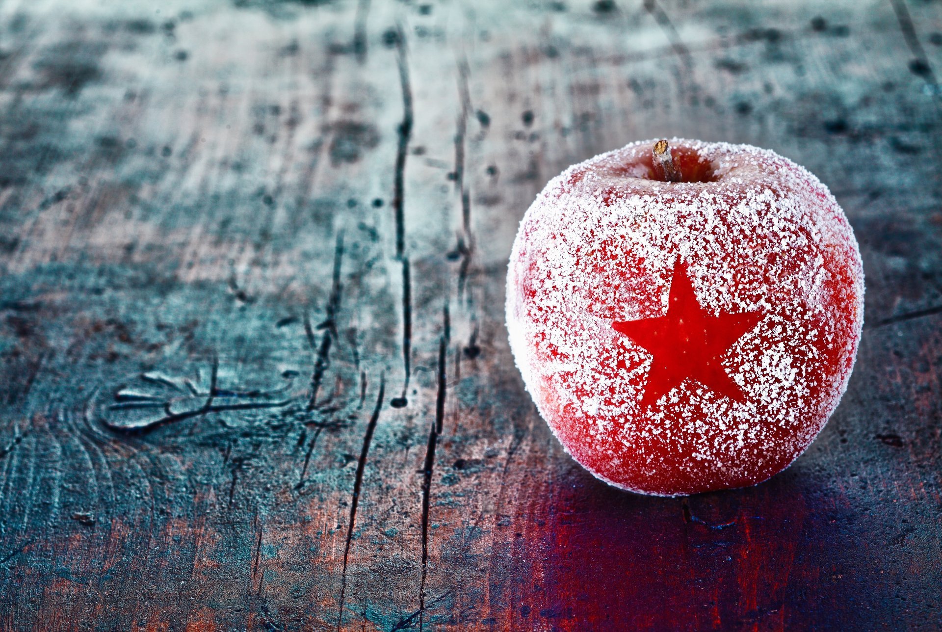 pomme rouge hiver étoile astérisque vacances