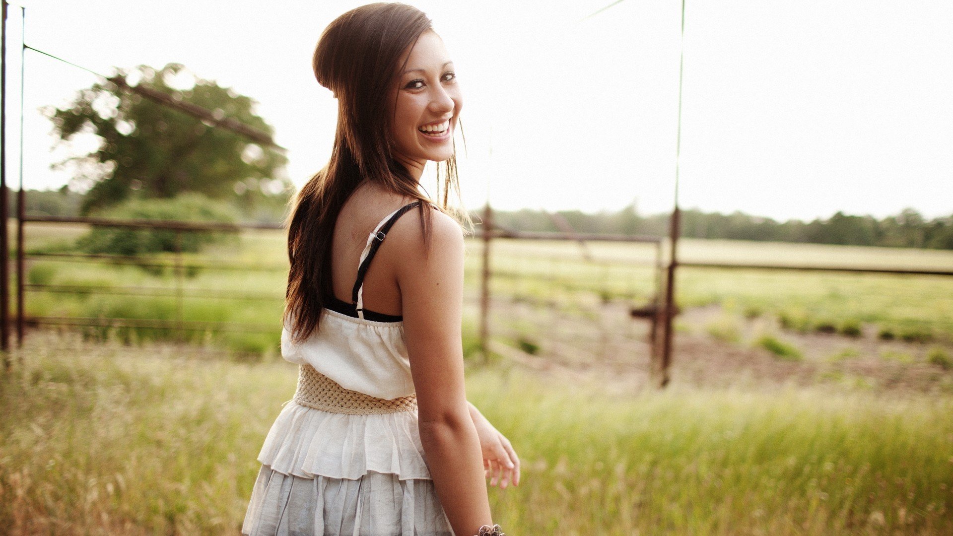 girl brunette smile laughter