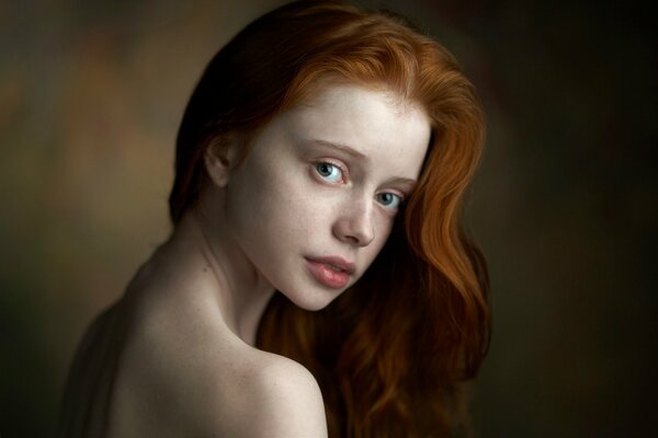 Portrait of a Russian girl with red hair