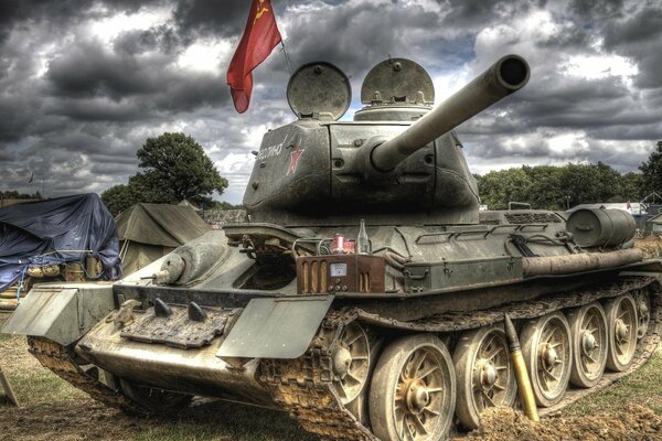 Soviet T-34-85 tank on Victory Day