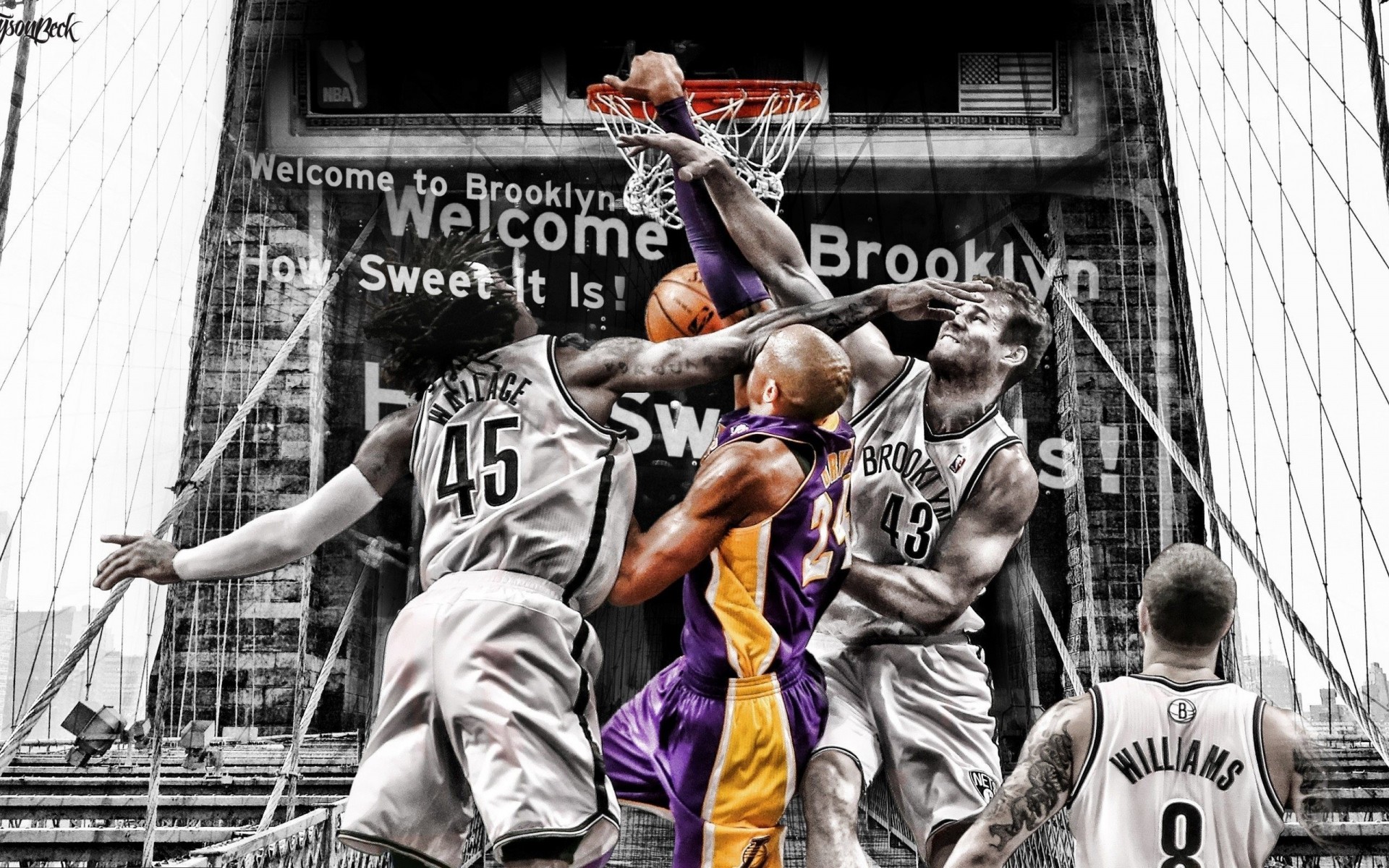 créativité scène basket-ball nba pont de brooklyn joueurs de football