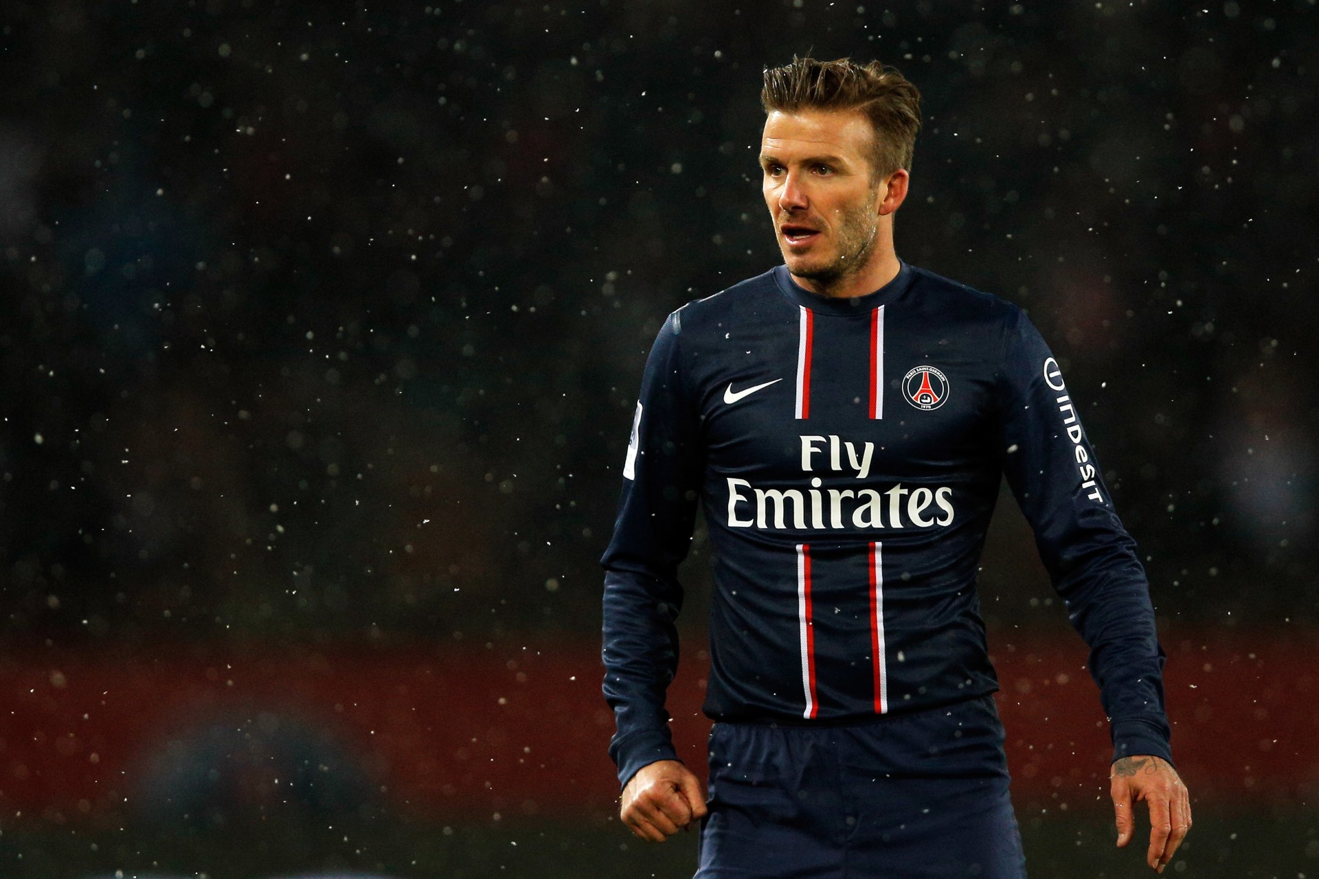 pluie football david beckham étoile psg paris saint-germain paris saint-germain joueur sport