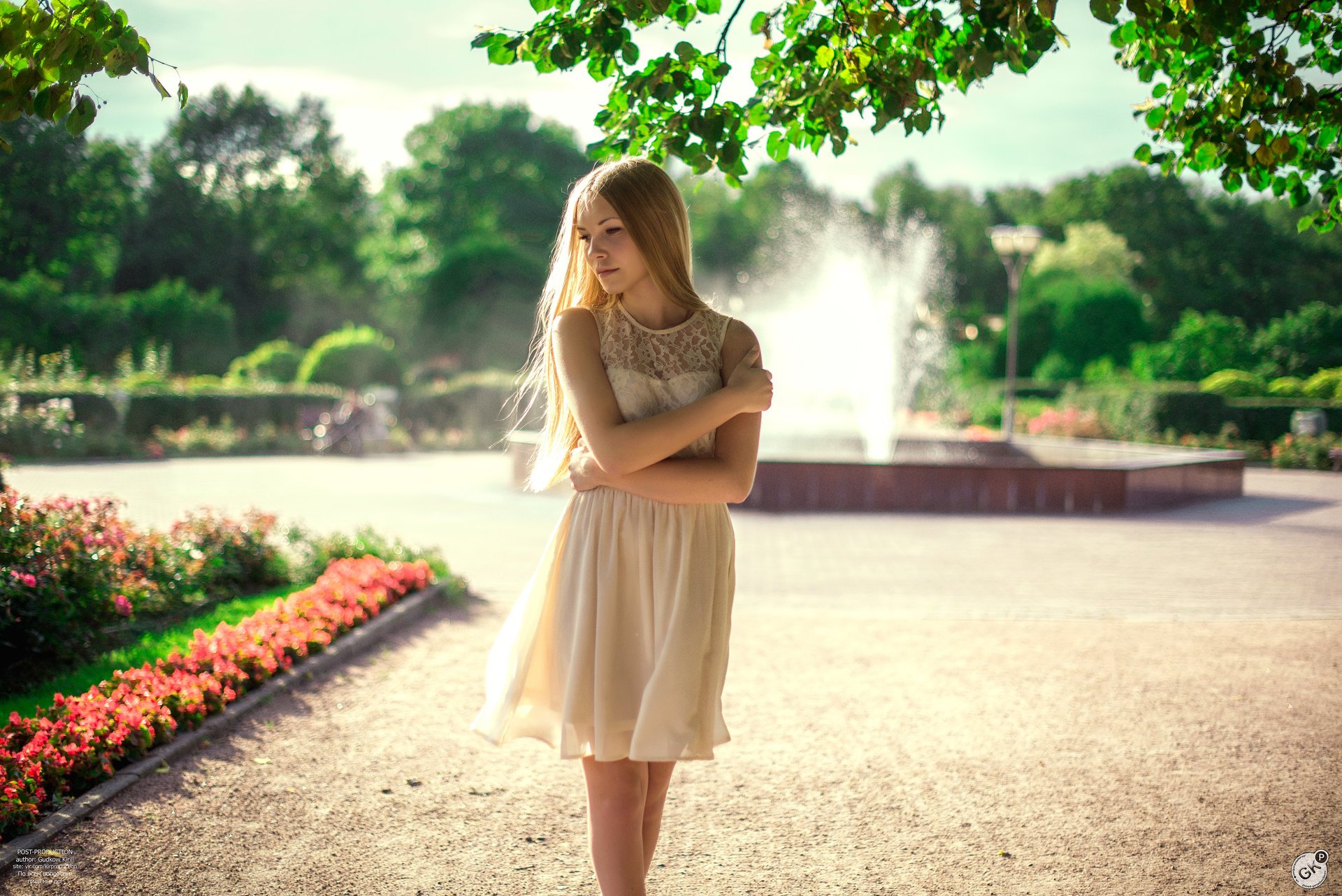 sommer sonne mädchen brunnen schönheit