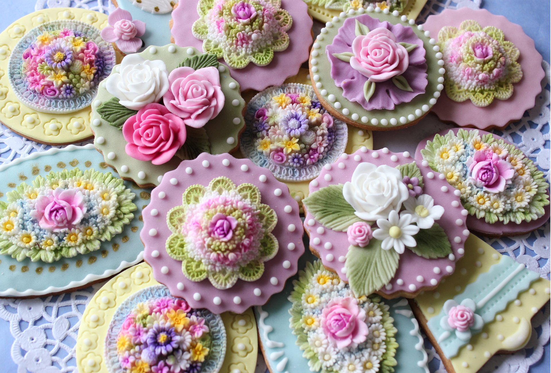 flowers sweet glaze cakes decoration cookie