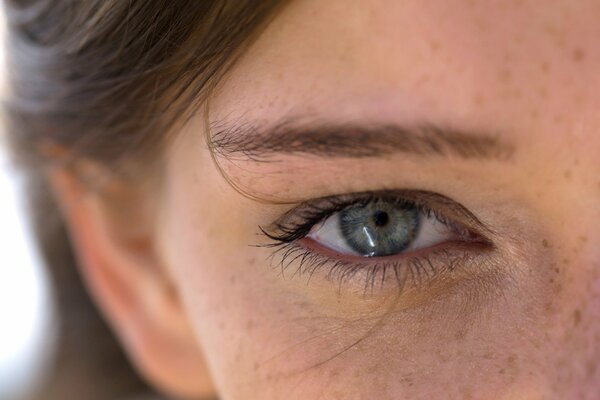 Chica de ojos grises con pecas