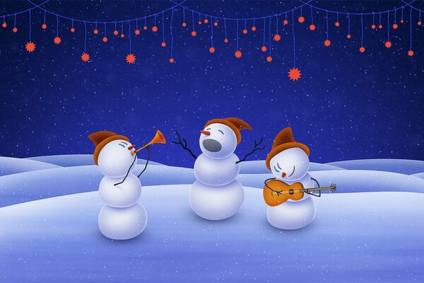 Snowmen snow Christmas music New Year