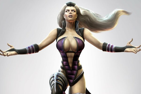 Sindel de marthal Kombat sobre fondo blanco