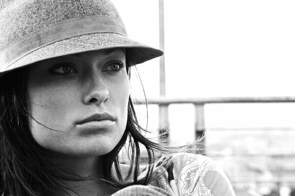 Actress Olivia Wilde black and white photo