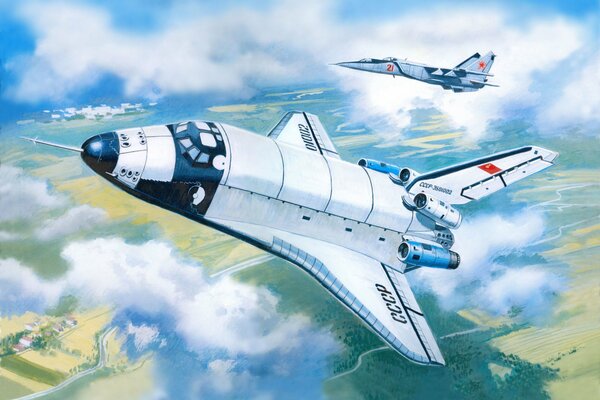 Soviet Buran spacecraft in flight