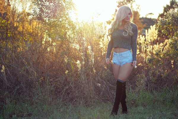 Girl in shorts and boots