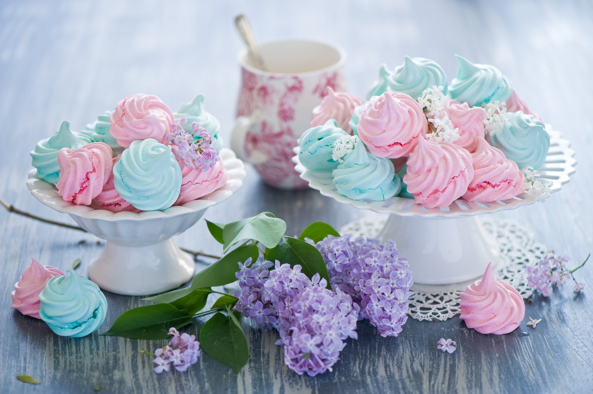 süßigkeiten meringues dessert flieder zweig süß baiser