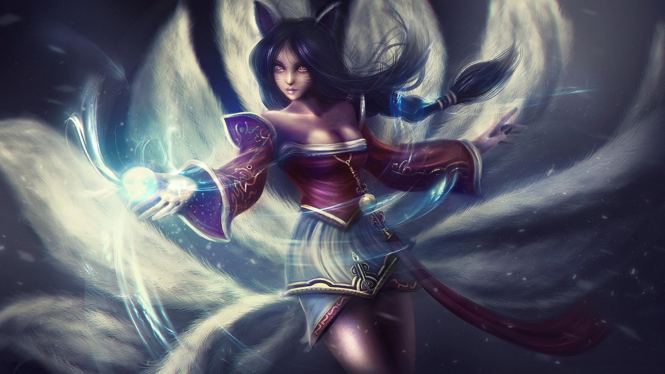 ahri league of legends fox ears girl lol