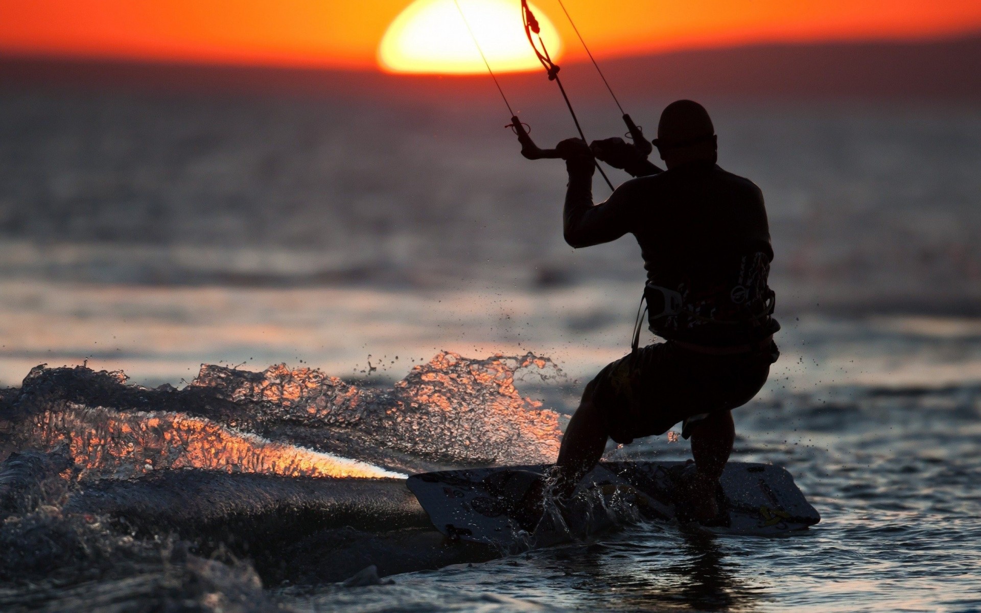 olas puesta del sol deportes mar encantador