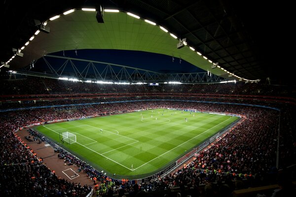 Sports stadium of a football club with a large number of fans