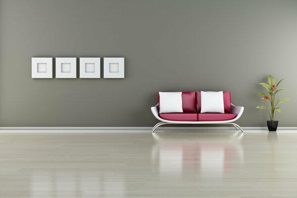 Minimalistisches Design mit hellem Sofa