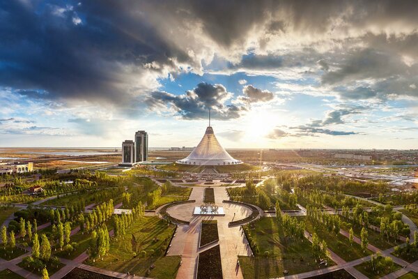 Kazakhstan Khan shatyr astana parks houses and skyscrapers beautiful background