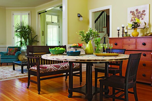 Interior of a country living room in the villa