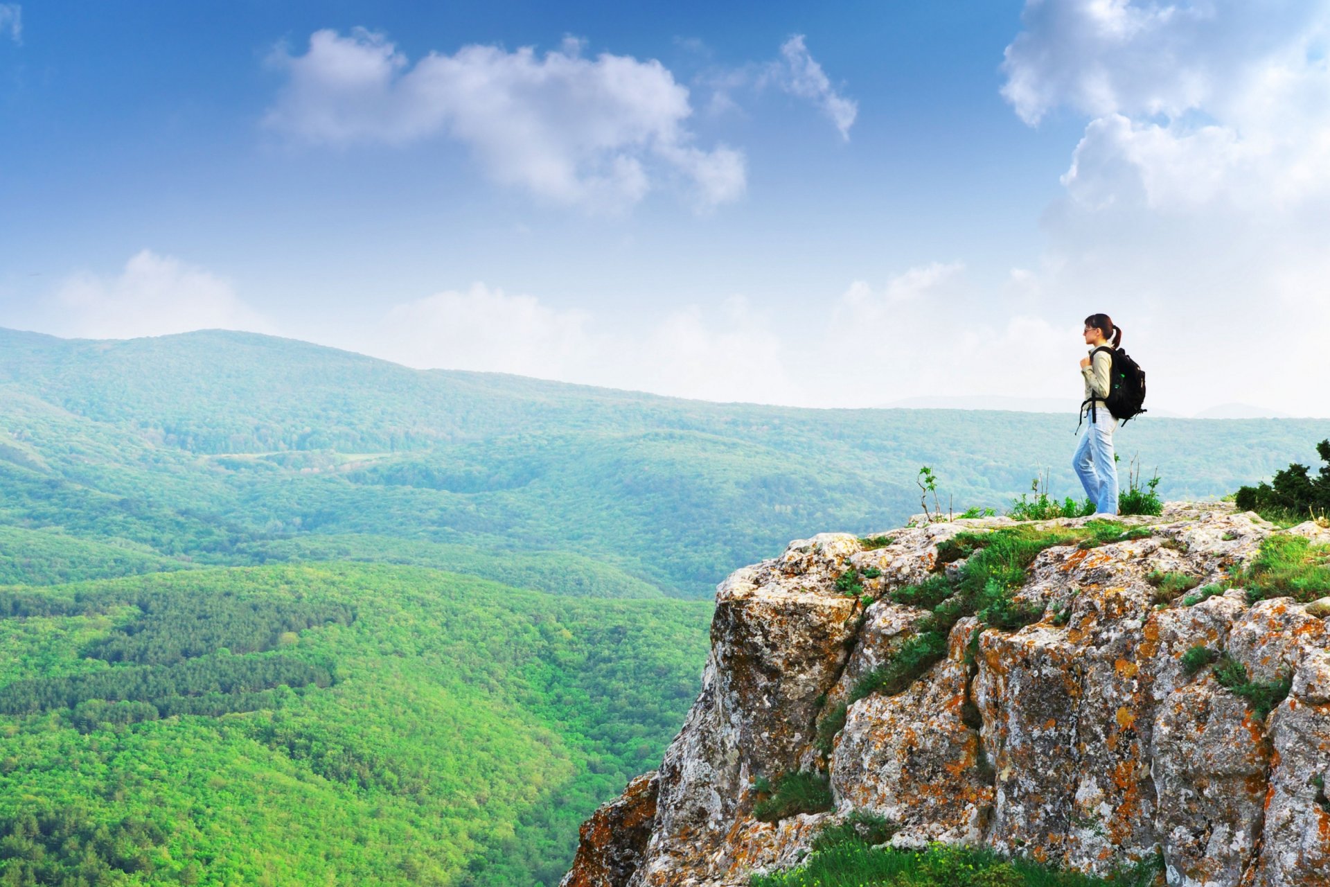 mountain girl rock tourist