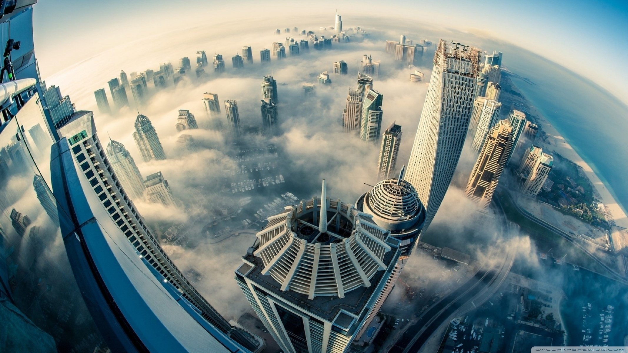 dubai wolkenkratzer höhe wolken horizont