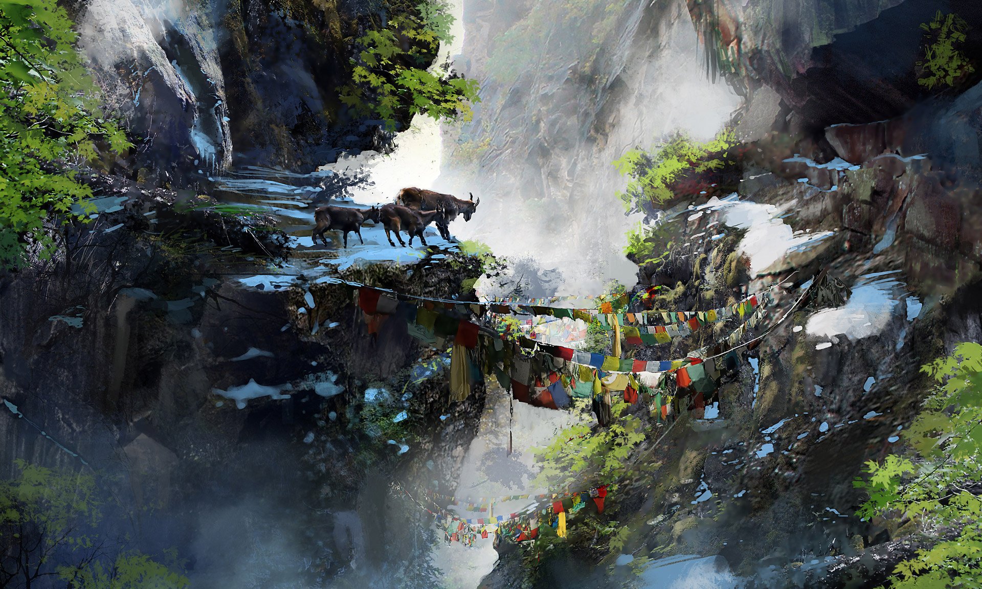 farcry 4 art kozy gra flagi góry