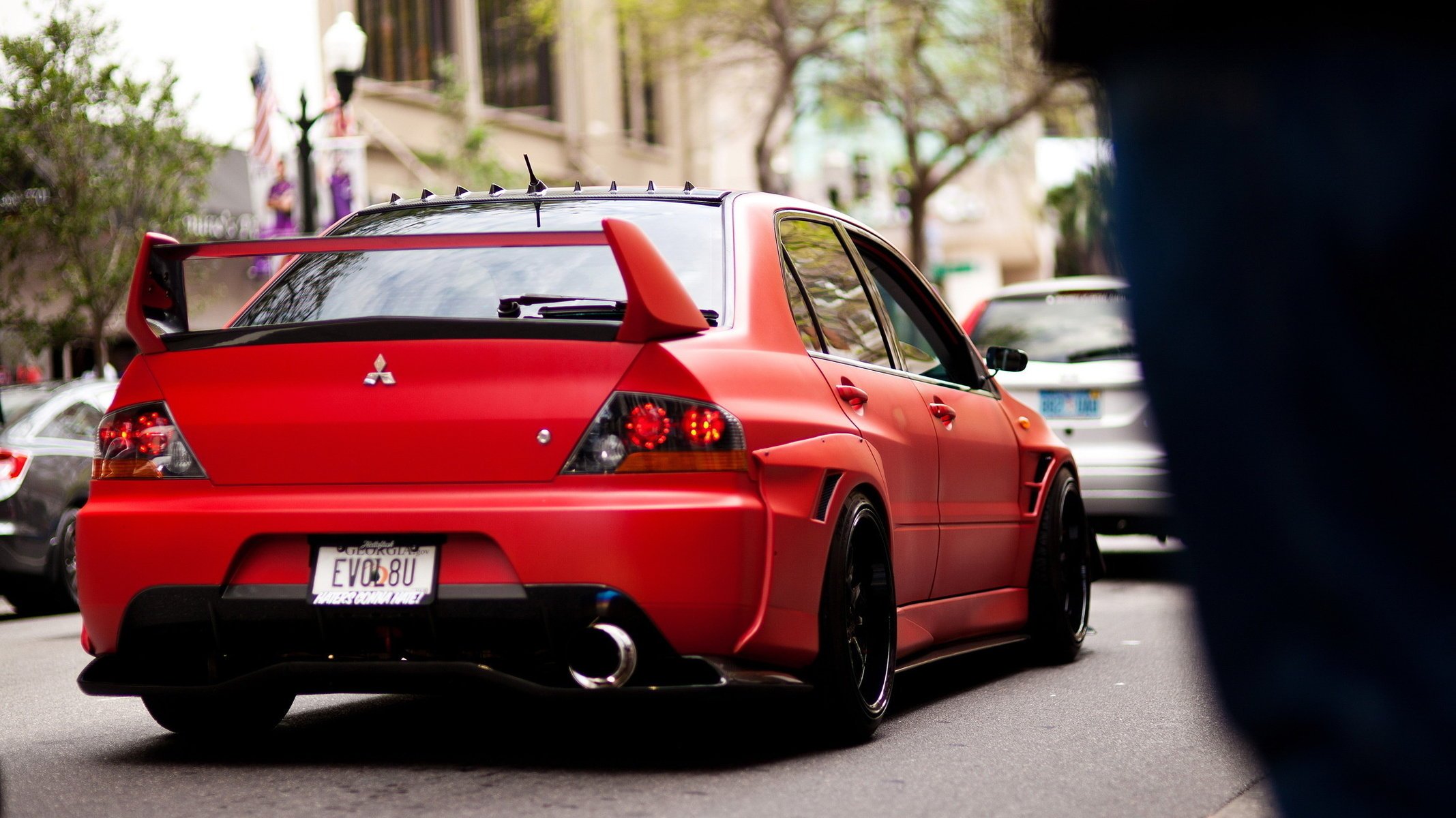 mitsubishi matte red tuning evo