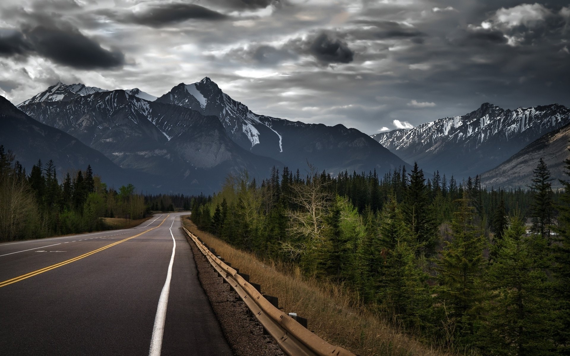 road mountains forest