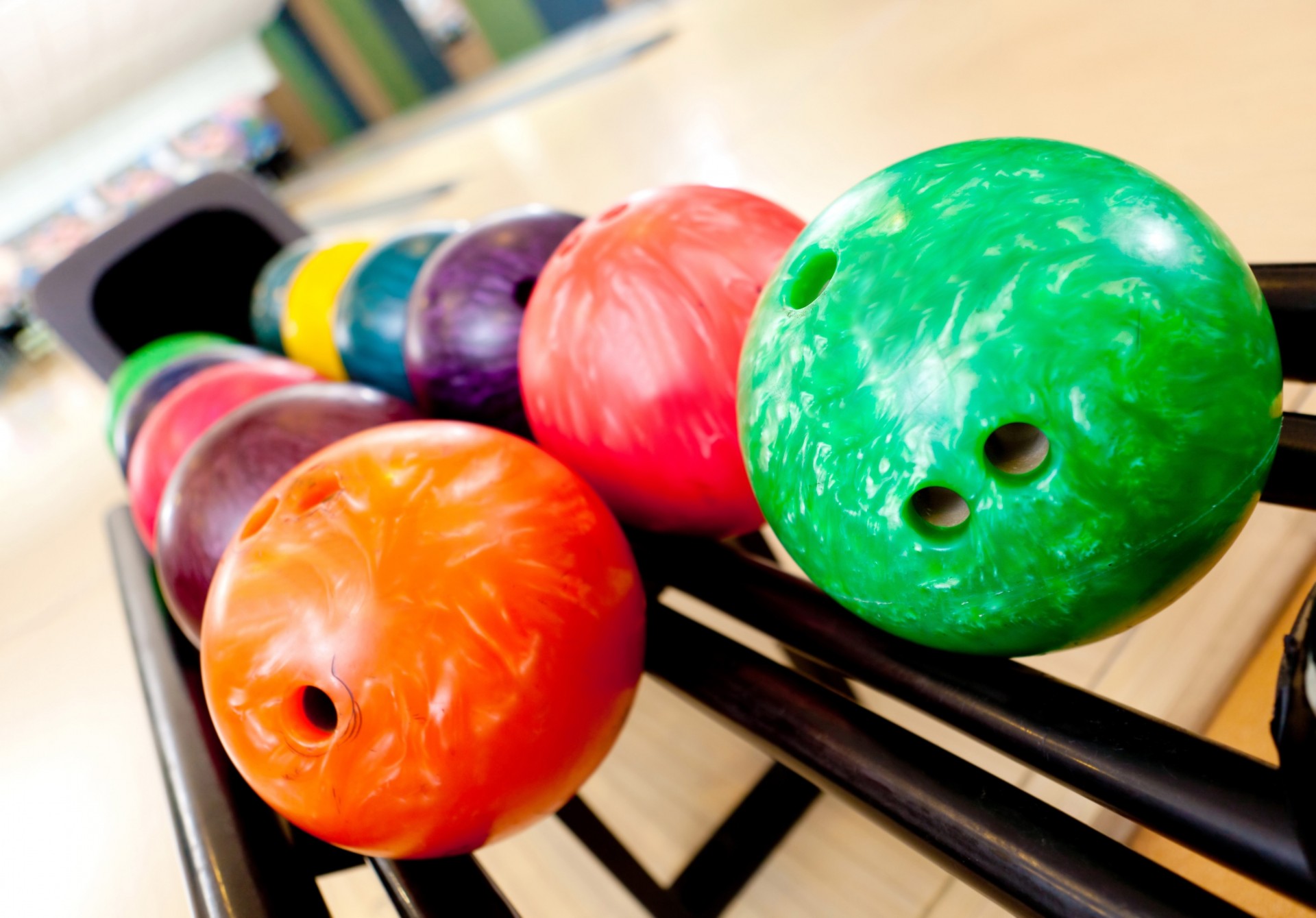 bowling balls stand