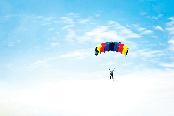 Blue sky. Skydiving