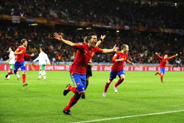 Celebrating a victory in a football match