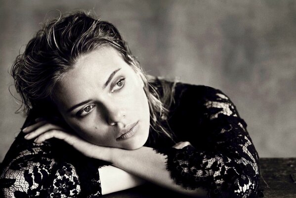 Scarlett Johansson with a sad look