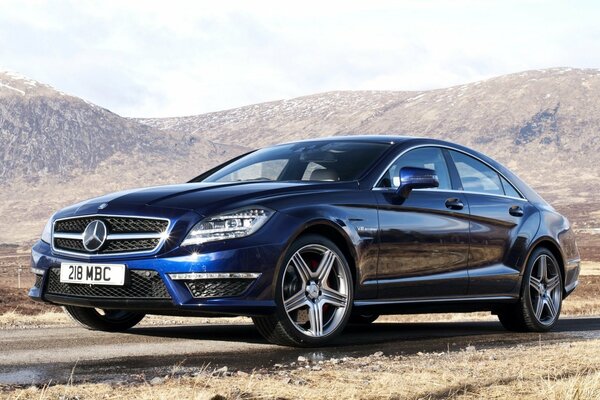 Mercedes Benz on a deserted road