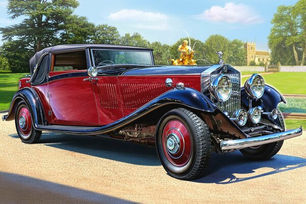 Unique retro car red Rolls-Royce