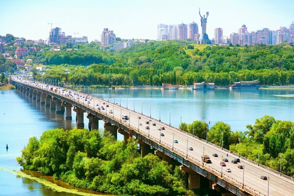 Cityscape with a bridge over the river