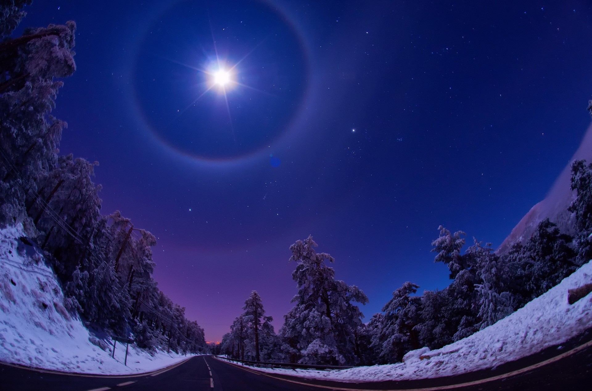 nuit nature lumière ciel lune hiver