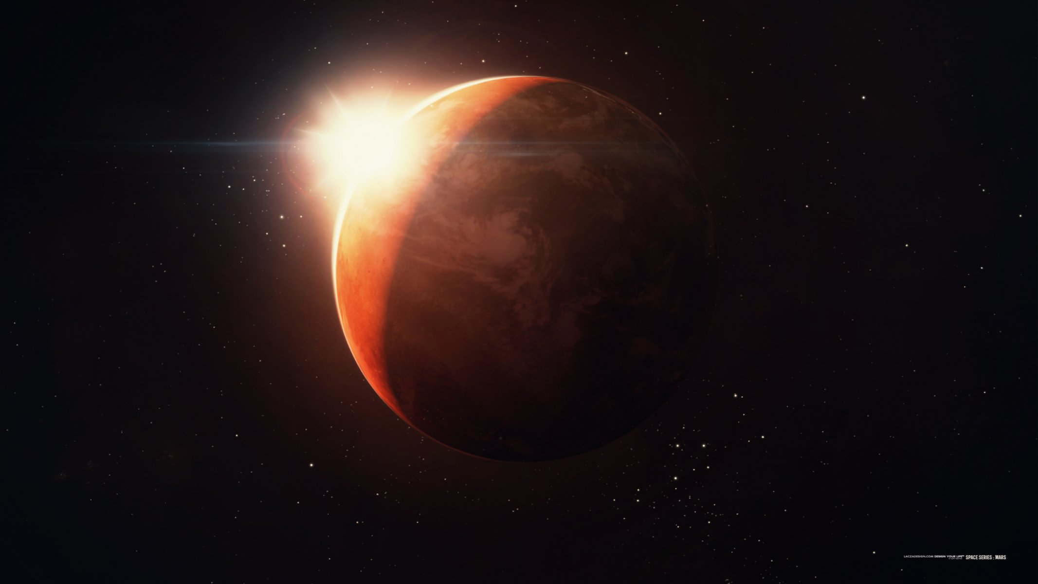 rendu espace étoiles soleil planète mars