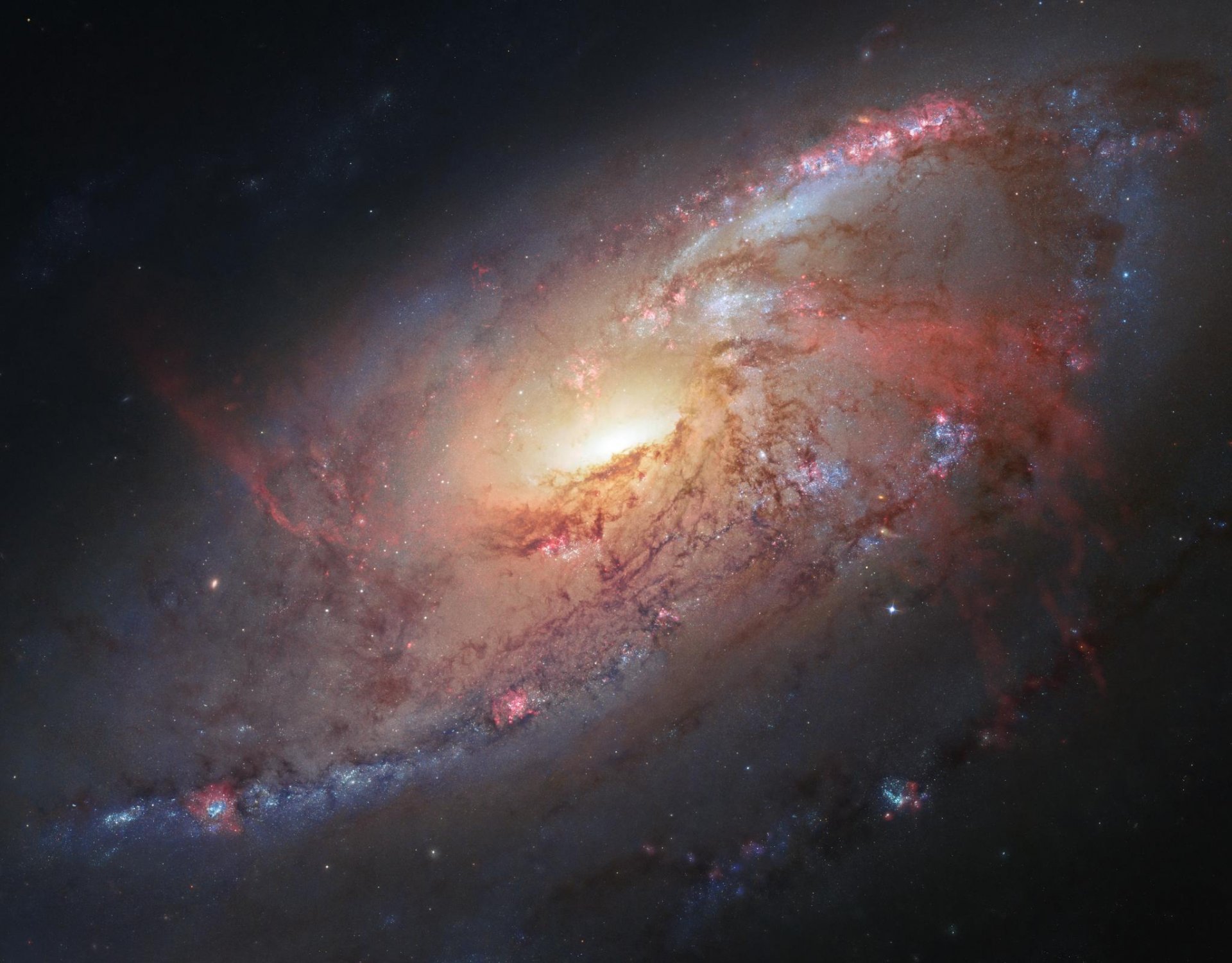 kosmos galaktyka spiralna m106 gwiazdy kosmiczny teleskop hubble a nasa goddard space flight center