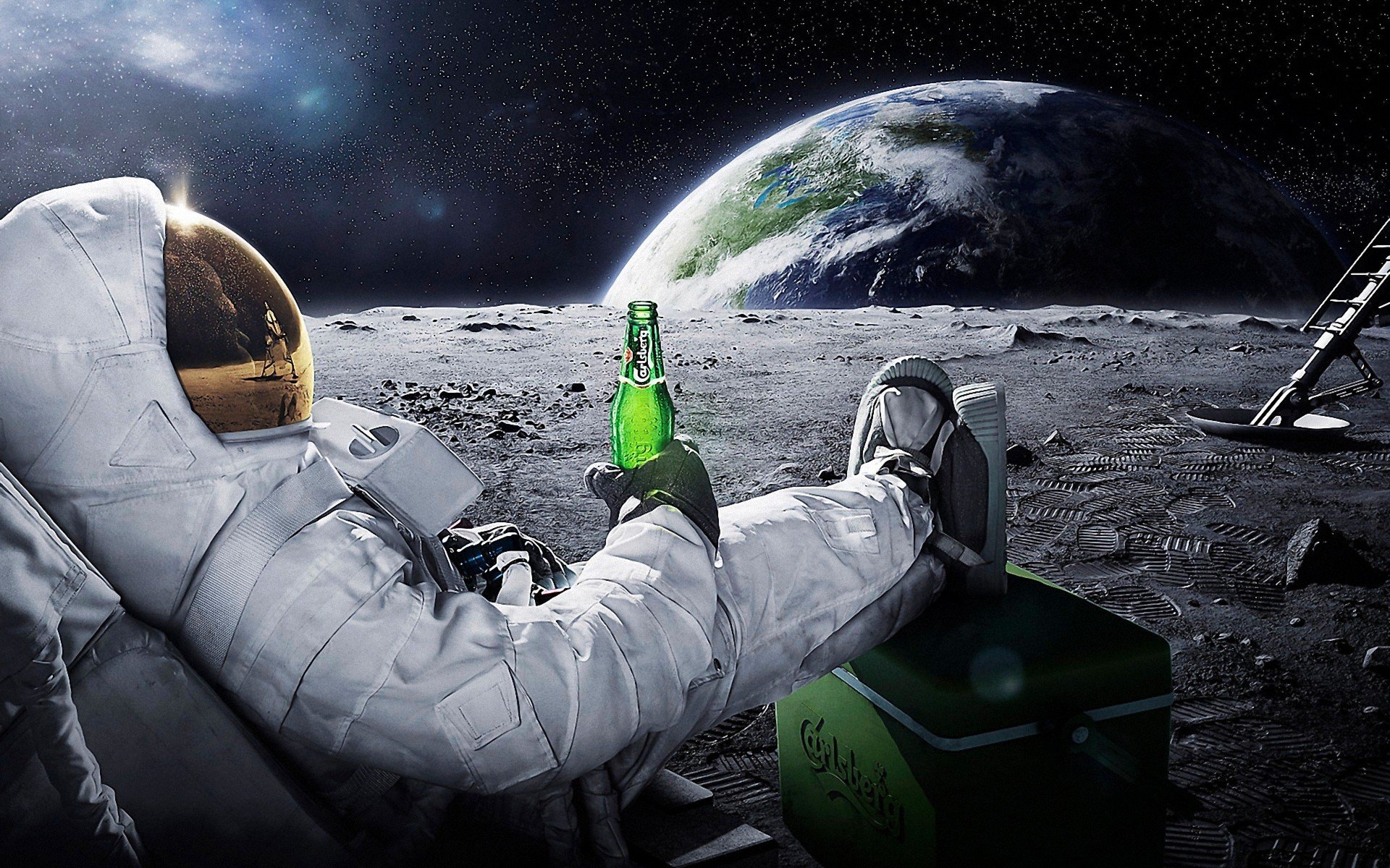 mond raum astronaut astronaut erde bier carlsberg