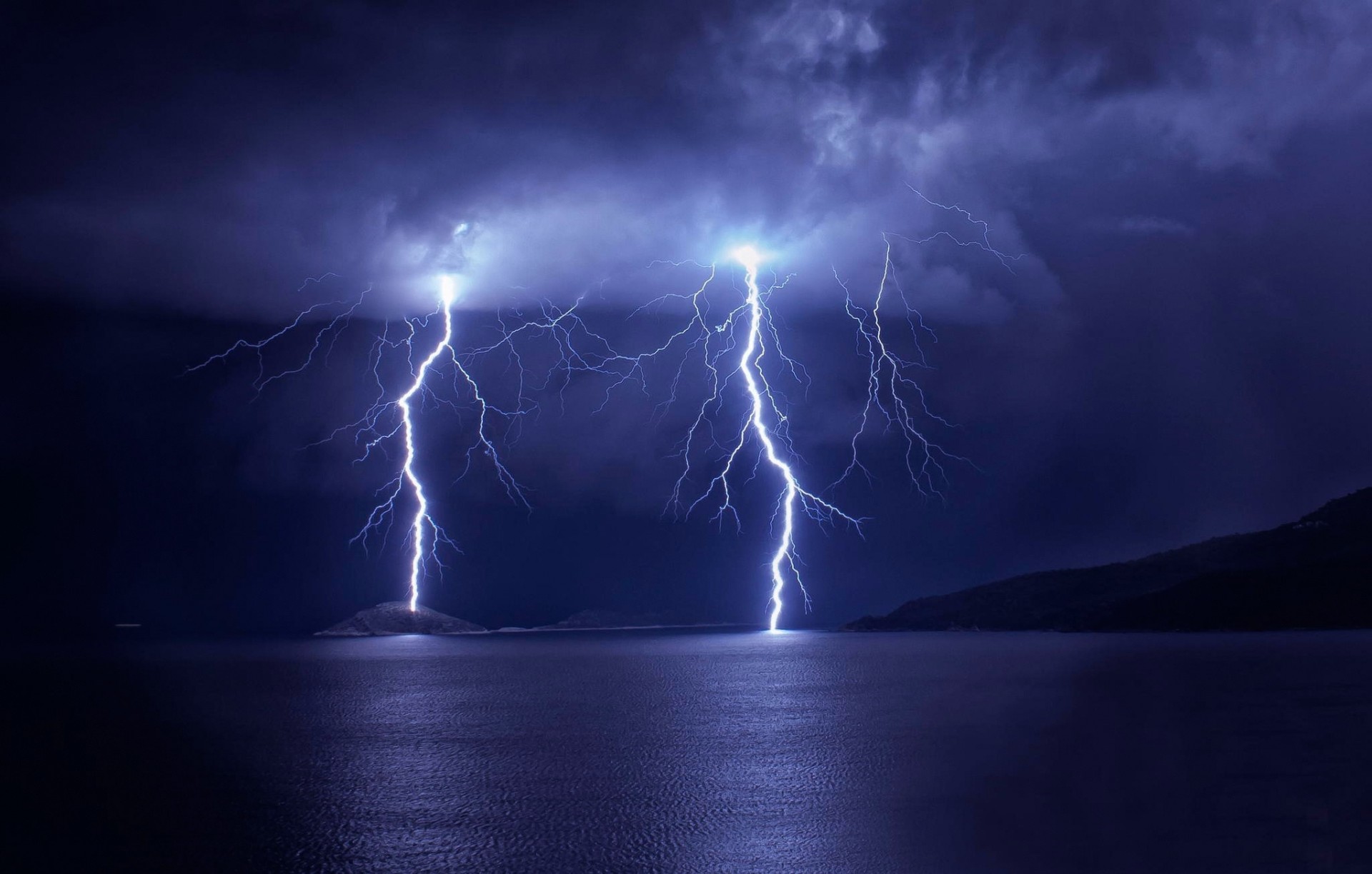 wolken see gewitter himmel berge blitz