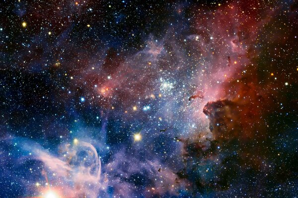 Nebulae and constellations in space, a view from a telescope