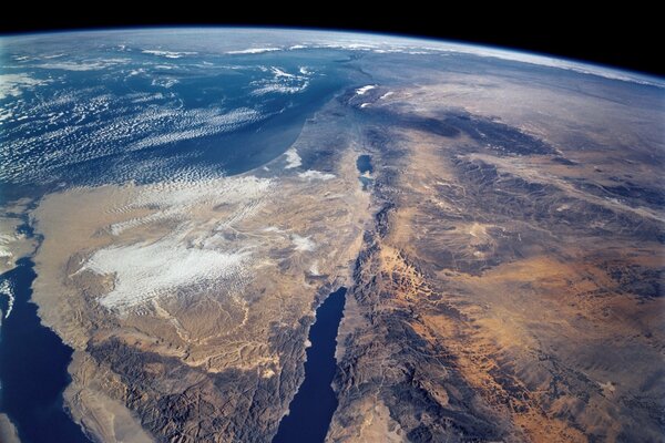 Imagen de la tierra desde el espacio Sinaí, canal de Suez, África, península Arábiga, mar rojo