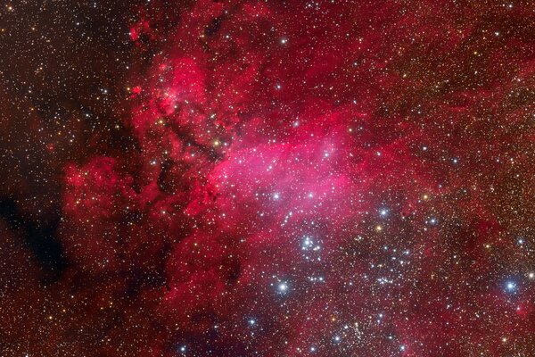 The constellation of Scorpio against the background of the emission nebula