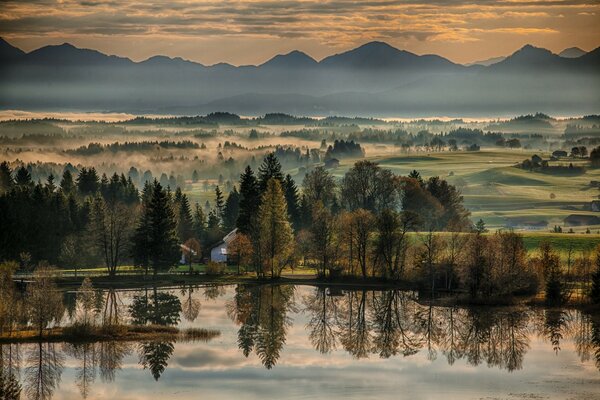 Creeping fog in the mountains of Germany