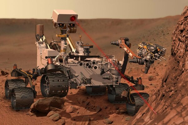 Das Curiosity-Gerät verwendet einen Laser, um Gestein zu untersuchen