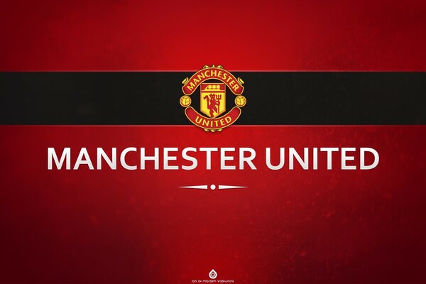 Cartel con el emblema del Club de fútbol Manchester United