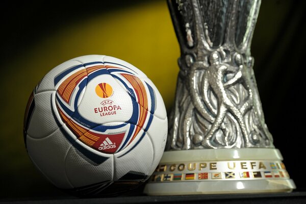 UEFA Cup and soccer ball close-up