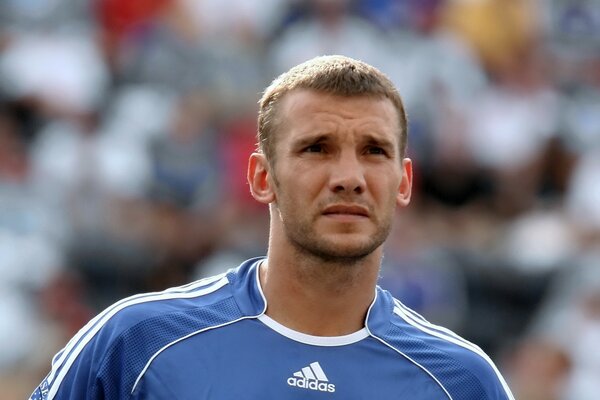 Football player Andrey Shevchenko s face in close-up