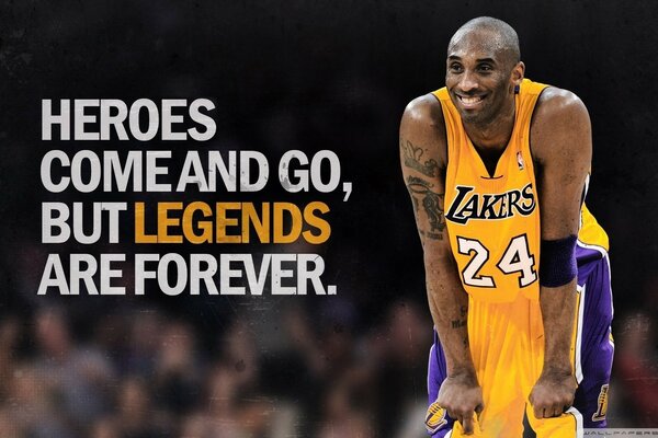 Frase motivante nella foto del giocatore Lakers