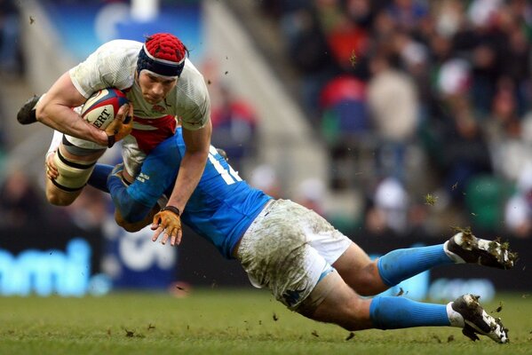 A harsh game of rugby on the field